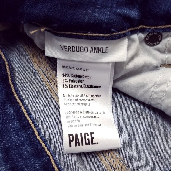 PAIGE skinny jeans Verdugo Transcend Vintage Piped Raw Hem Ankle Sz 29 - Picture 7 of 8